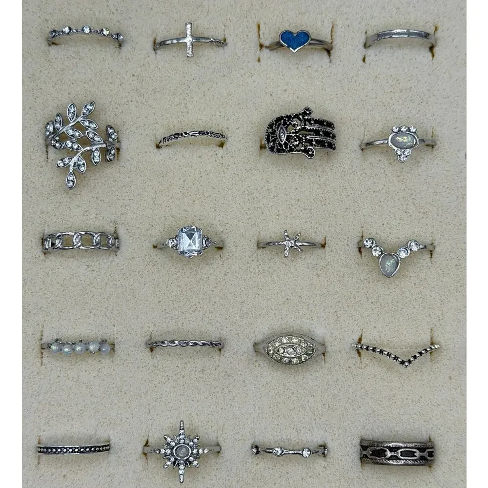 Silver Stacker Rings Lot - 20 pcs Boho Minimalist #2